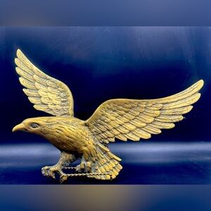 Mid-Century Modern Brass Cast Eagle Wall Decor- Soaring Eagle Metal Wall Hanging
